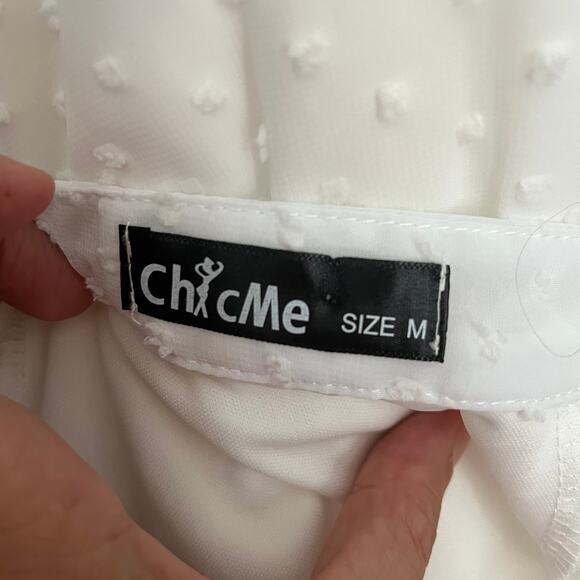 Chic Me Swiss Dot Blouse Sz M Coquette Fairycore Sheer Cottage White Ethereal - Picture 10 of 14